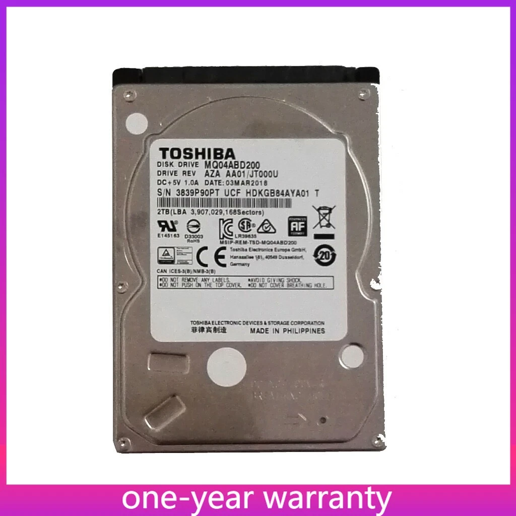 Toshiba Internal Hard Disk Drives 2.5 in Form Factor 2TB Storage