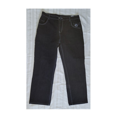 6ixty8ight Damen Jeans Gerade Dunkelblau Denim Stickerei Kontrastnähte Größe L