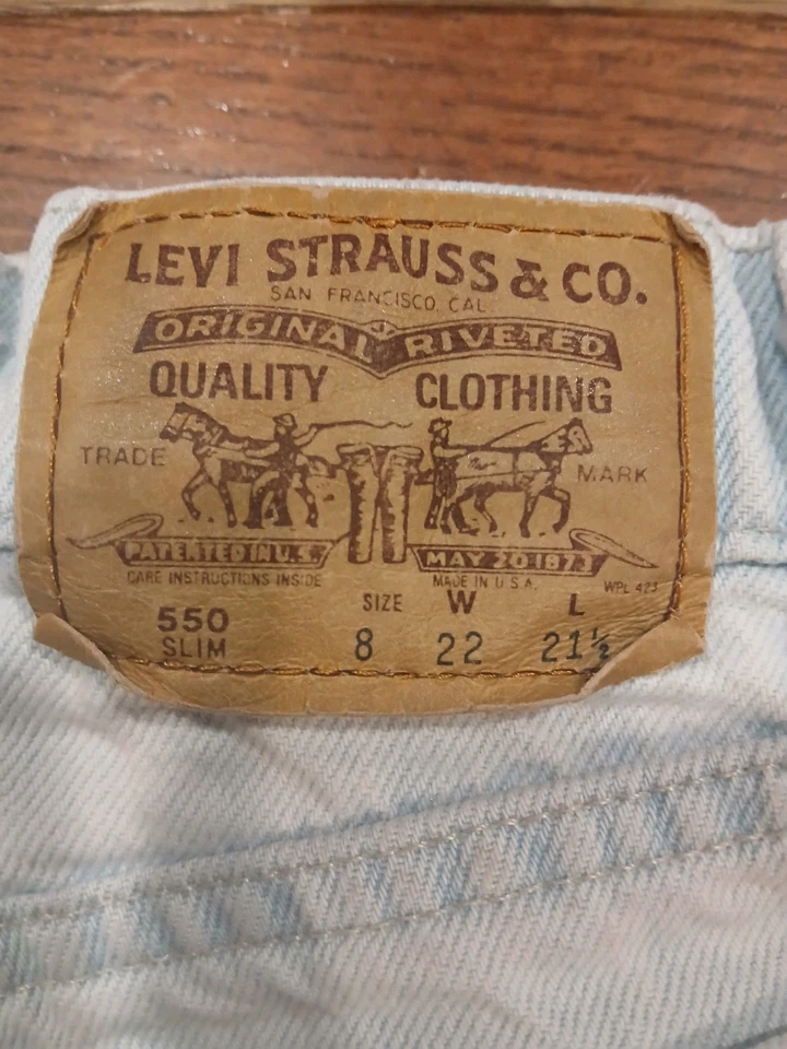 Levi's 550 оранжевый вкладка и черный вкладка комплект детский размер 8 сделано в США винтажные джинсы - Изображение 4 из 4