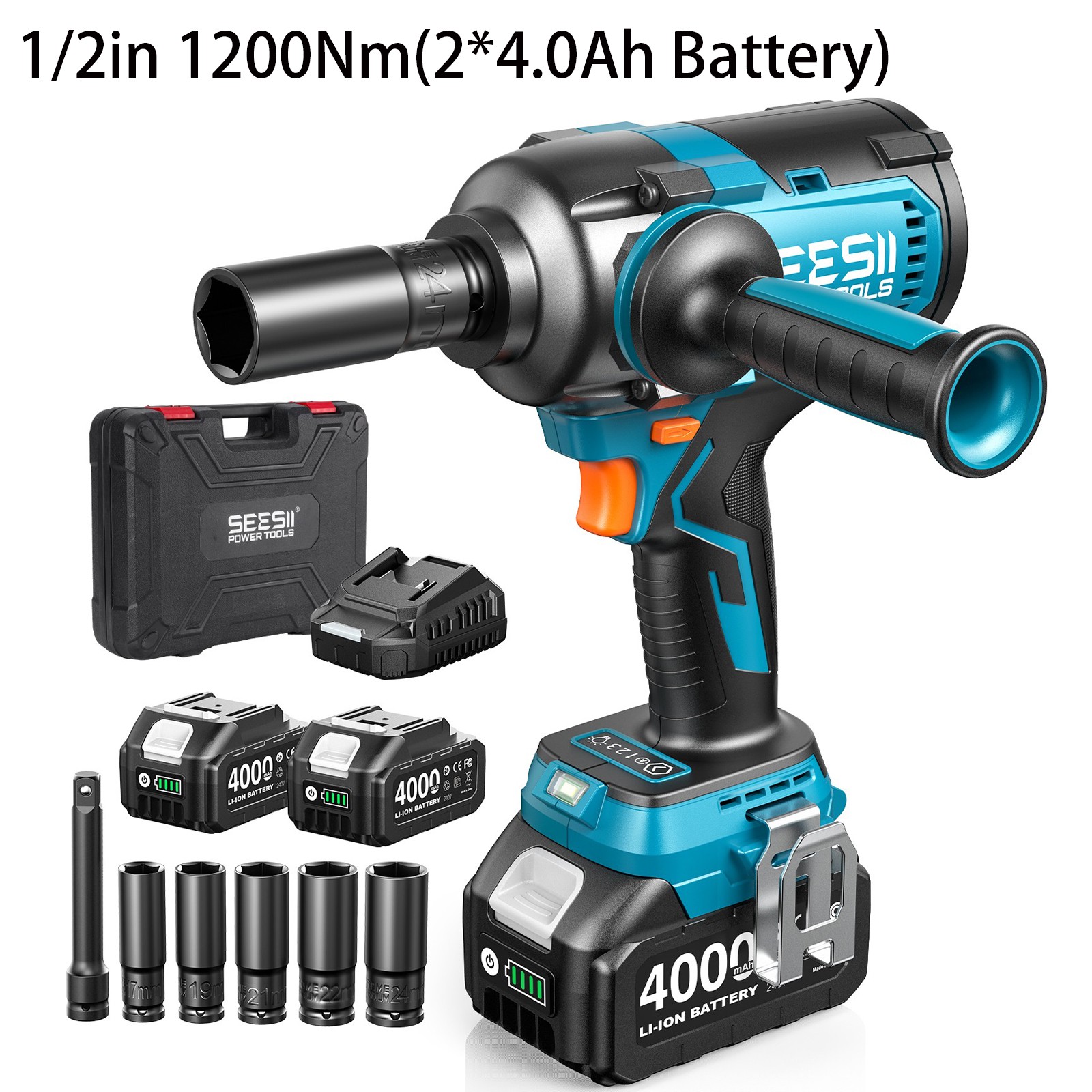 SEESII Cordless Impact Wrench Power Impact Gun Driver, Electric Ratchet Wrench