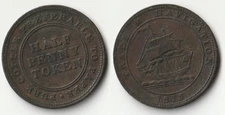 1813 Nova Scotia half penny token - trade and navigation
