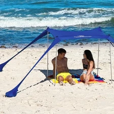 SUN NINJA Navy Beach Tent Sun Shelter UPF50+ -Easy Pop Up Beach Canopy(Open Box)
