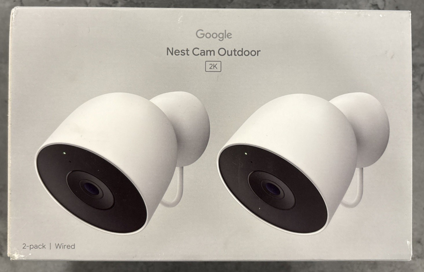 Google Nest Cam Outdoor (wired, 2nd gen) 2K Video and Gemini - 2-Pack Snow