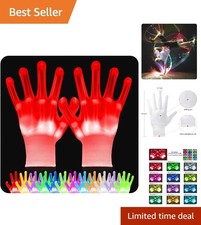 LED Light-Up Gloves for Adults - 12 Vibrant Colors for Halloween Raves