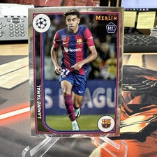 Topps 2023-24 Merlin UEFA Club Lamine Yamal #27 Rookie FC Barcelona Soccer Card. rookie card picture