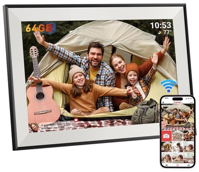 Hesmor 64GB Frameo Digitaler Bilderrahmen 10,1 Zoll Dekor 64G, Schwarzweiß 