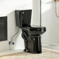 21" High Black Toilet Elongated 1.28 GPF Single Flush for Seniors  Tall Person
