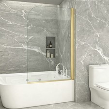 180° Pivot Bath Shower Screen  Safety Tempered Glass Overtub Shower Door 140cmH