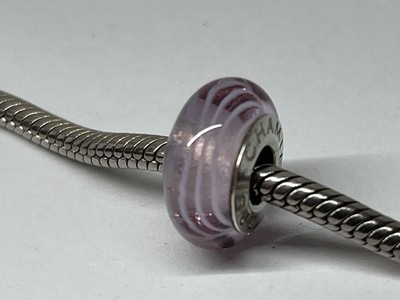Chamilia Lilac Spin Murano Bead 925 Sterling Fits Other Brands Combine Ship