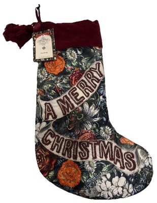 JOHN DERIAN TARGET Merry Christmas Beaded Floral Stocking 2025, NWT Sold Out