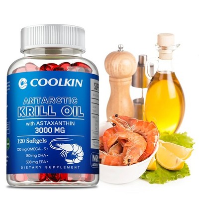 Antarctic Krill Oil 120pcs - Omega-3 EPA,DHA, Astaxanthin & Phospholipids 120pcs
