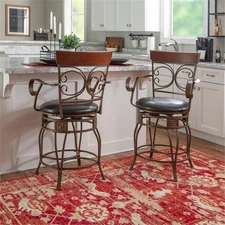 Linon Bryson Big And Tall Metal Arm Swivel Counter Stool Padded Seat in Bronze