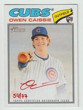 OWEN CAISSIE 2026 TOPPS HERITAGE # ROA-OC RC - RED AUTOGRAPH # 54/77 ROOKIE CARD