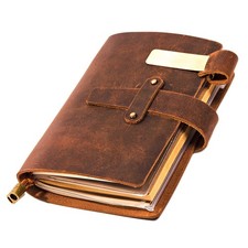 Leather Writing Journal Notebook For Men  Women - Leather Notepad, Pocket No...