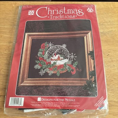 Christmas Traditions Counted Cross Stitch Snow Globe 1936 Classic Kit 11'' x 14''
