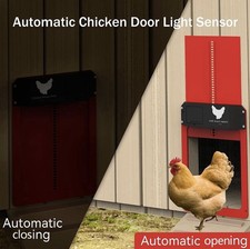 Lot Of 3 Chicken Coop Door Automatic Waterproof W/ Light Sensor Poultry Gate Hen