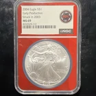 2004 Early Production Silver Eagle NGC MS 69 - Struck in 2003 - Red Core Slab