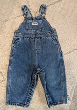 Vintage 00s OshKosh Bib Overalls Toddler 18M Denim Carpenter Blue USA Made Y2K
