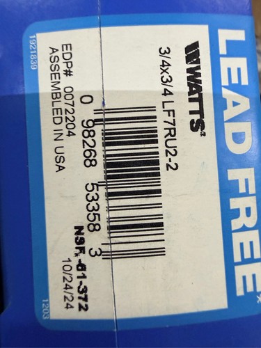 Watts 3/4 in. Lead-Free Brass Dual Check Valve Backflow Preventer LF7RU2-2
