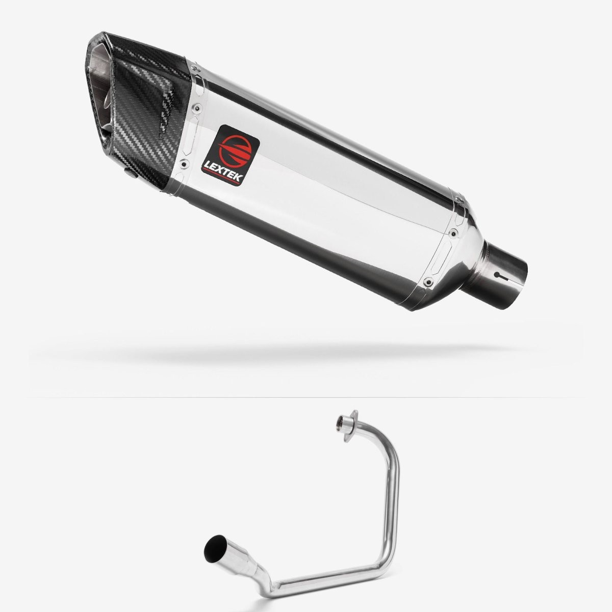 Lextek Stainless Steel SP4 Polished 300mm Exhaust System Silencer Chrome Rear