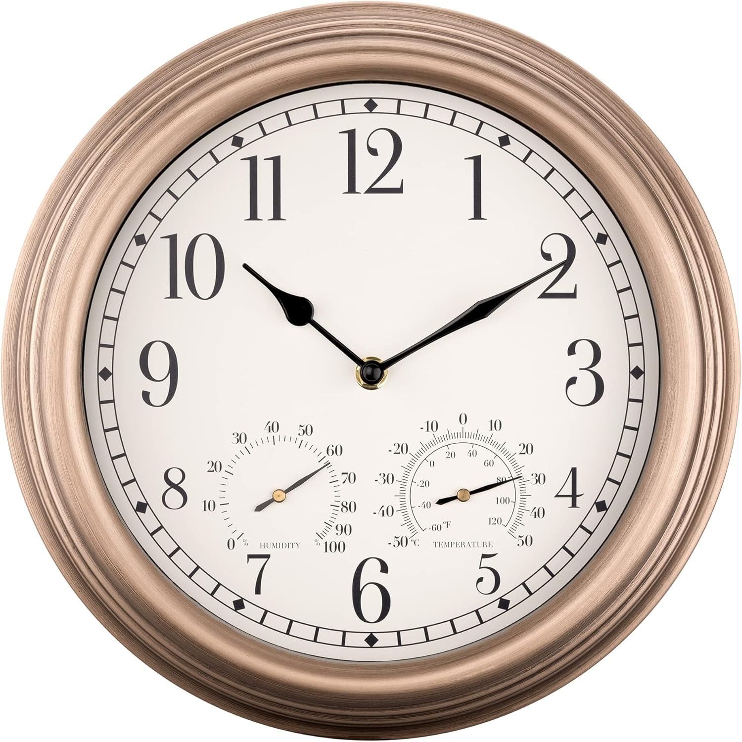 Waterproof Outdoor Clock - 12 inch Large Outdoor Clock and Thermometer for Patio