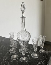 Service Liqueur 1 Carafe Et 6 Verres En Cristal Taillé De Saint-Louis