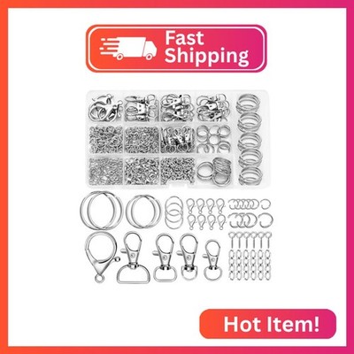 AUGSUN Keychain Making Kit, 450Pcs Keychain Craft Set Including Key Chain Clips,