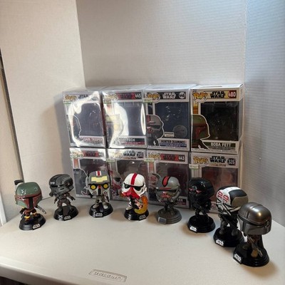 Funko Pop Star Wars Lot of 8 Figures & Boxes Open Box Mandalorian Boba Fett Clo