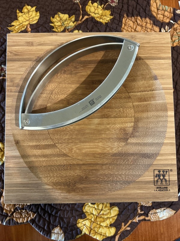 JA Henkels Dual Mezzaluna Chopper Stainless Steel 6” Blade & Bowl NOS Discontinu