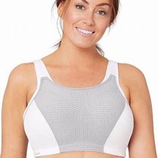 Glamorise 1166 Double Layer High Impact Sports Bra White Grey 36B