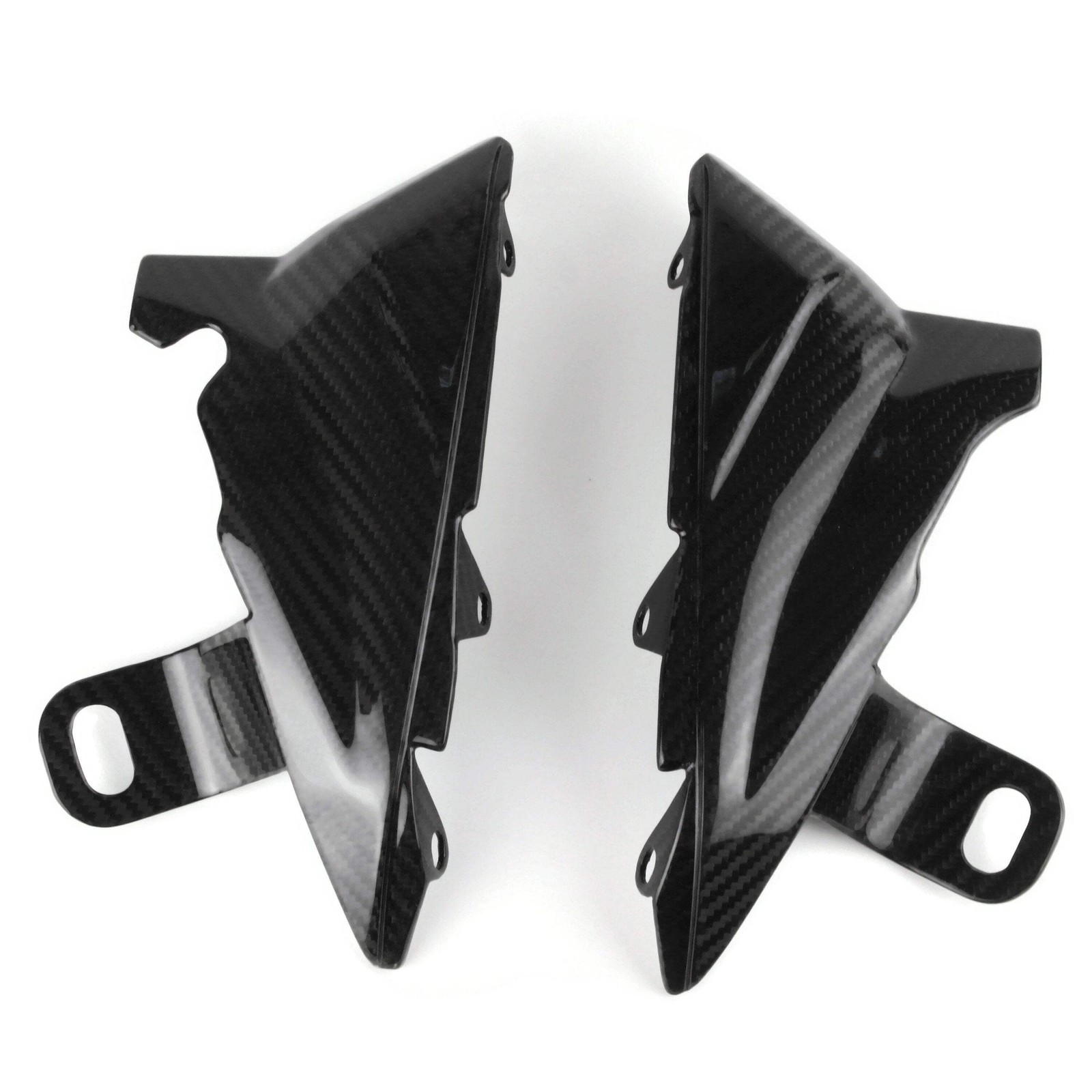 Caches radiateur interne Triumph 765 Street Triple en carbone brillant pour modèles 2020 et plus