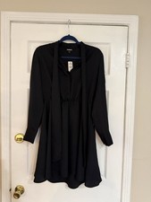 Express Women’s Small Black Tie Long Sleeve Short Dress BNWT