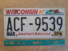 License Plate, Wisconsin, 2022, Passenger, ACF 9539