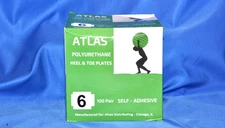 10 pair Size 6 ATLAS HEEL PLATES 3M Self Adhesive With Nails,Black MADE IN USA!