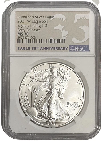2021 W Burnished American Silver Eagle $1 Coin NGC MS 70 Early Releases T2