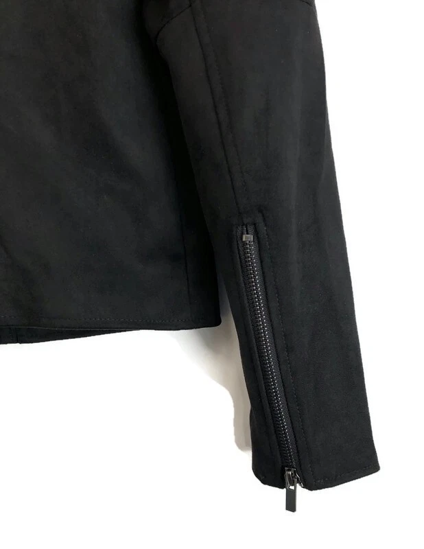 Chaqueta de moto de gamuza sintética Kut From The Kloth Quinn para mujer talla pequeña negra Foto 4 de 4