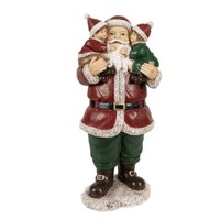 Clayre & Eef Weihnachtsmann Figur Rot Mit Kindern