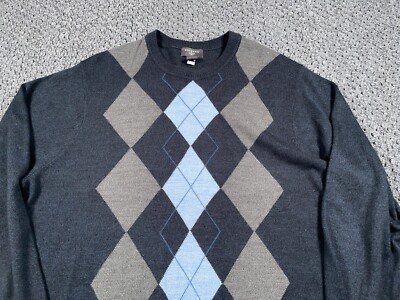 Preppy Style Argyle Diamond Pattern Sweater Adult 2XL Dark
