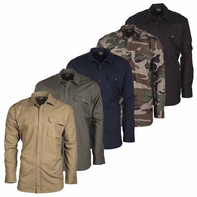 Mil-Tec Mens Ripstop Cotton Field Shirt Long Sleeve Military Army Uniform  S-3XL UK