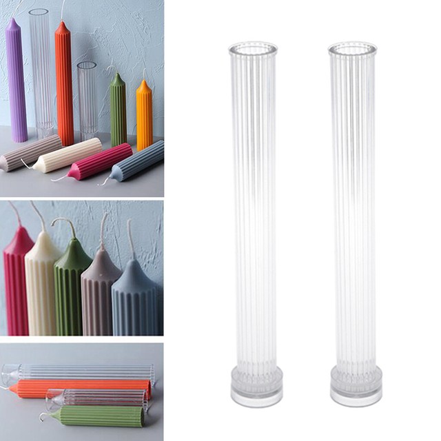 1 Pair Striped Candle Making Mold Clear Taper Candle Mould Dinner Decor