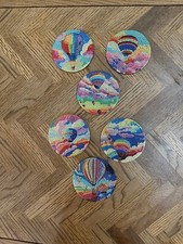 Completed Diamond Coasters: Set of 6 Hot Air Balloons Coasters With Holder