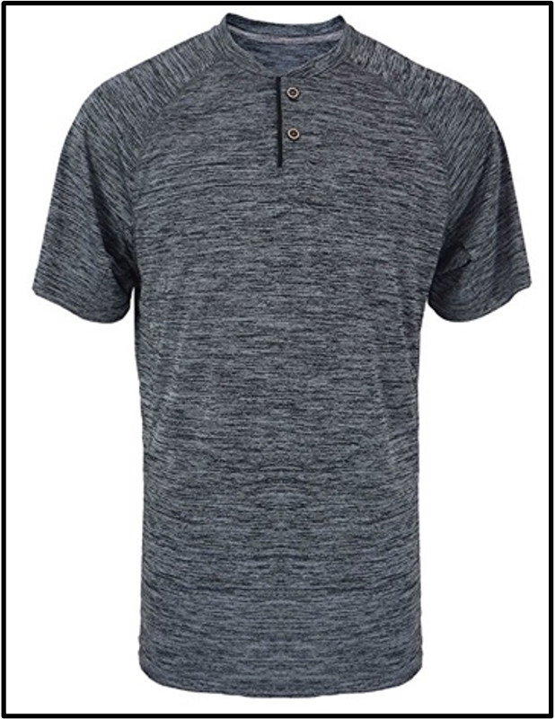 LeeHanTon Henley  Summer Quick Dry Casual Crew Neck Short Sleeve L Dark Grey