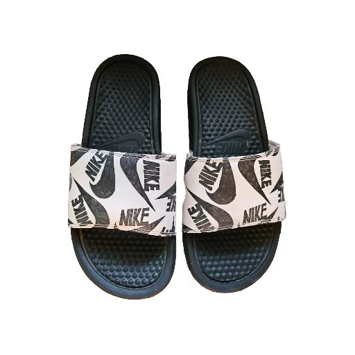 NIKE BENASSI SANDALO JDI STAMPA SLIDES NERO BIANCO UOMO TG 6