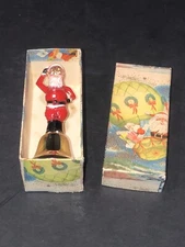 Vintage Brass Tone Santa Claus Christmas Figural 4" Dinner Bell RARE With Box