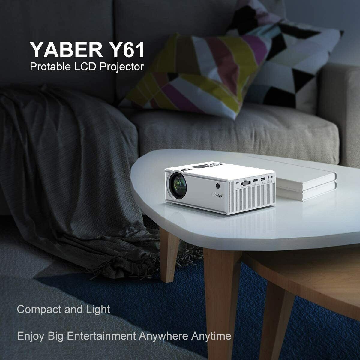 YABER Y61 5500K Lux Mini Projector Home Movie TV Video