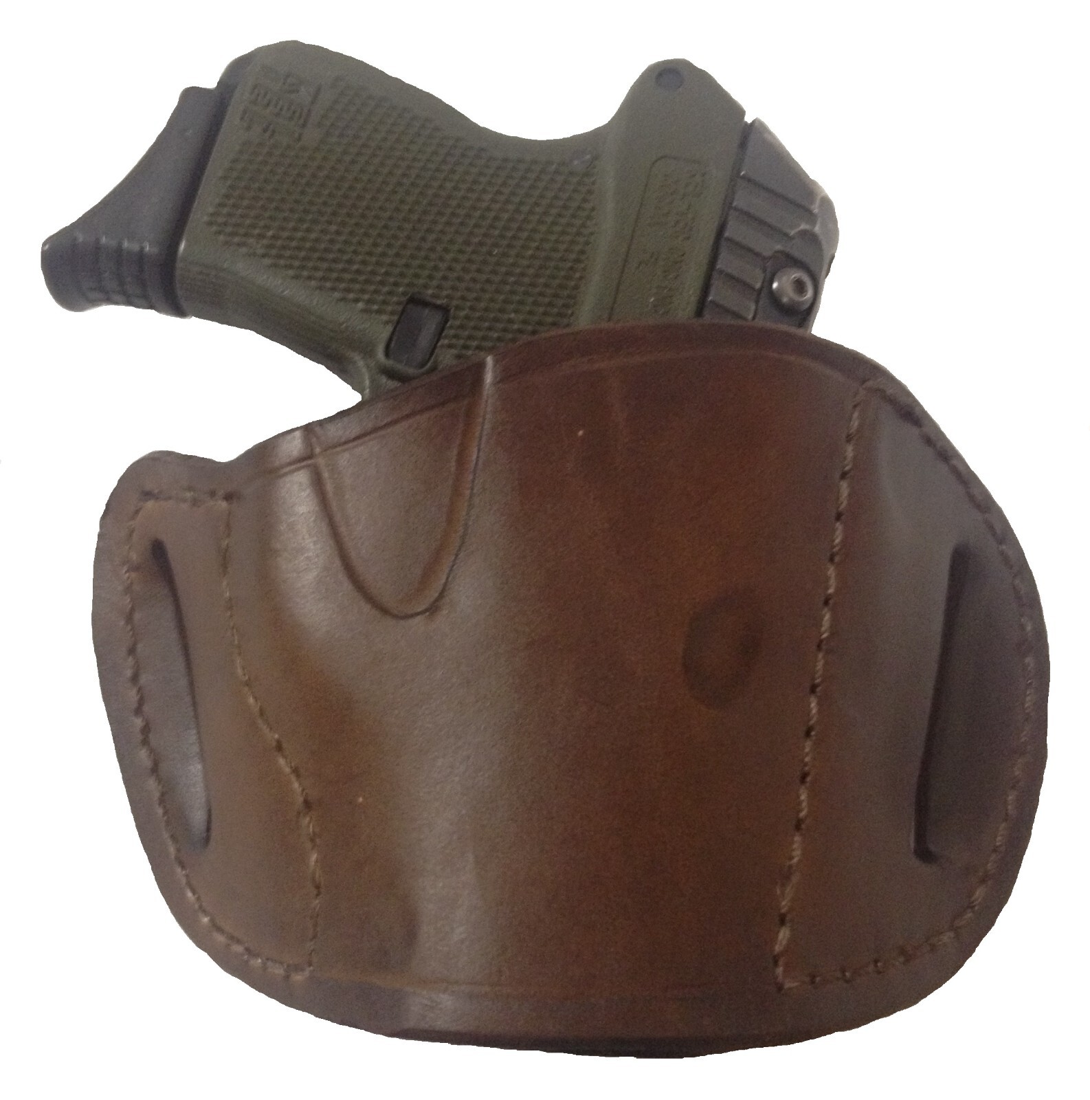Leather Belt Slide Gun Holster fits Ruger LCP 380 Quick Draw OWB Color Brown-image