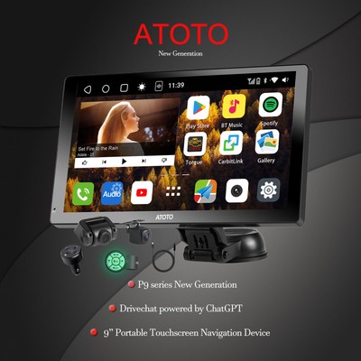 ATOTO Portable 9 inch Car Stereo Wireless Apple Carplay Head Unit Android Radio