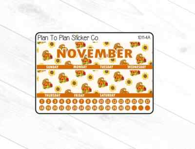 1011-4C~~November 8.5X11 Monthly View Planner Stickers.