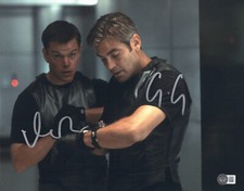 GEORGE CLOONEY MATT DAMON SIGNED AUTOGRAPH OCEANS ELEVEN 11x14 PHOTO BECKETT