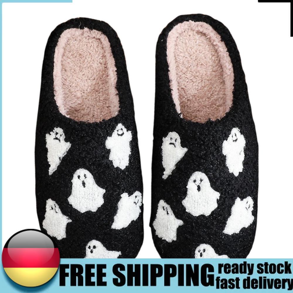 APL Halloween Ghost Plush Slippers Fluffy Couple Slippers for Outdoor Indoor Bedroom